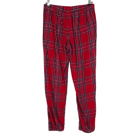 Victorias Secret Pajama Jogger Sleep Pants Red Plaid Flannel Stretch Waist - Picture 5 of 8
